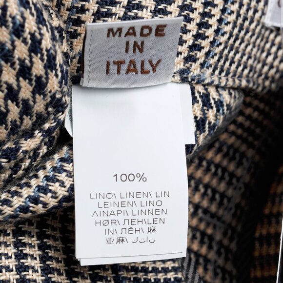 Brunello Cucinnelli SS/19 Beige & Black Linen Check Trousers - Picture 13 of 16